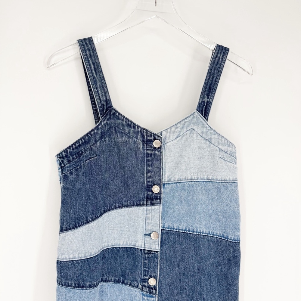 GAP Patchwork Denim Mini Dress Women's XS Blue Casual - Picture 4 of 7